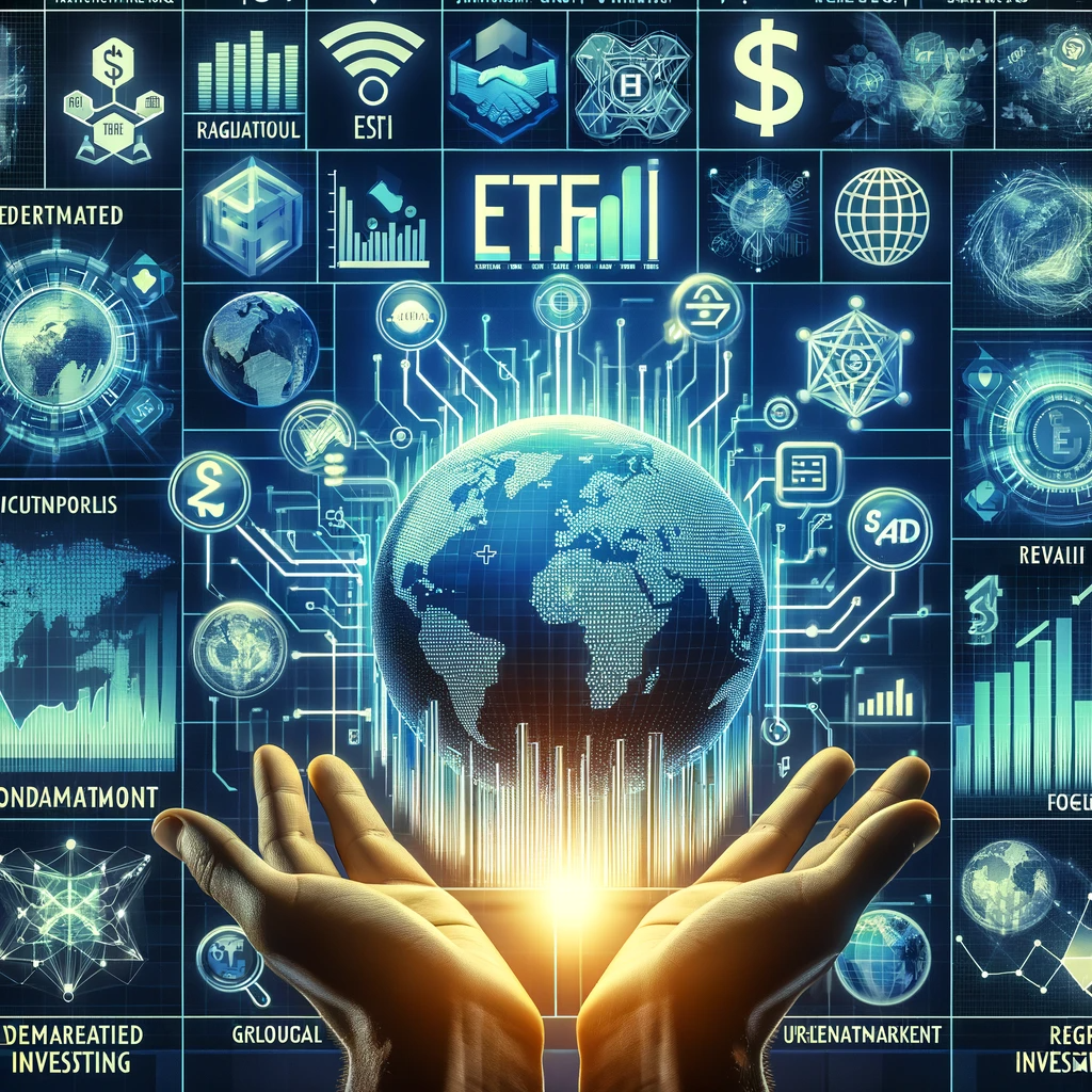 This image visually encapsulates the essence of Exchange-Traded Funds ETFs in the global financial landscape, highlighting their innovative and interconnected nature.
